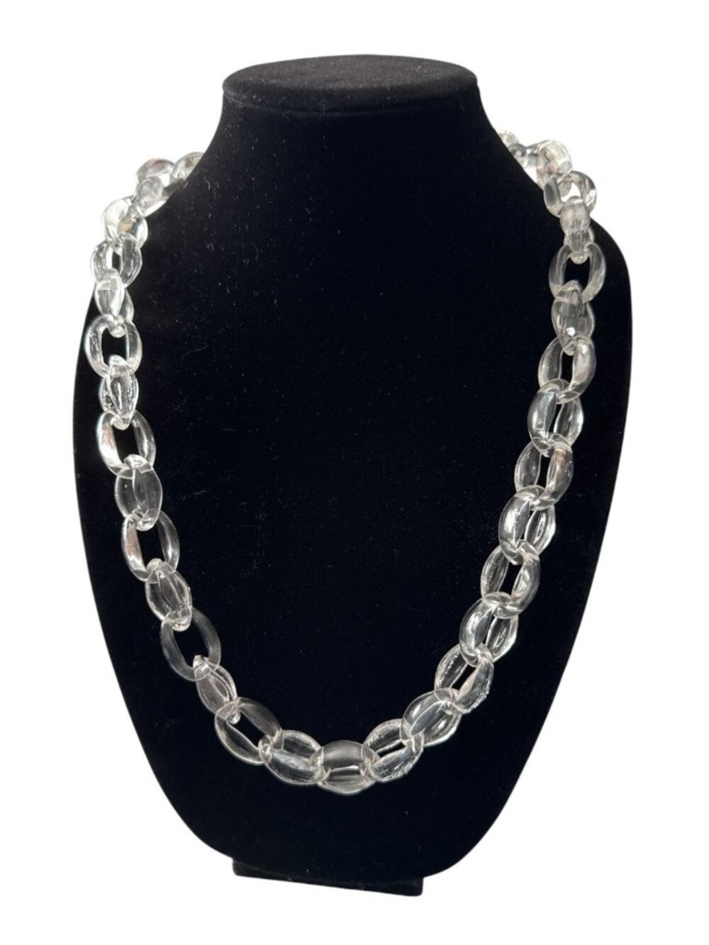 Joan Rivers Vintage Clear Acrylic Lucite Larege Link Statement Necklace 34-37"